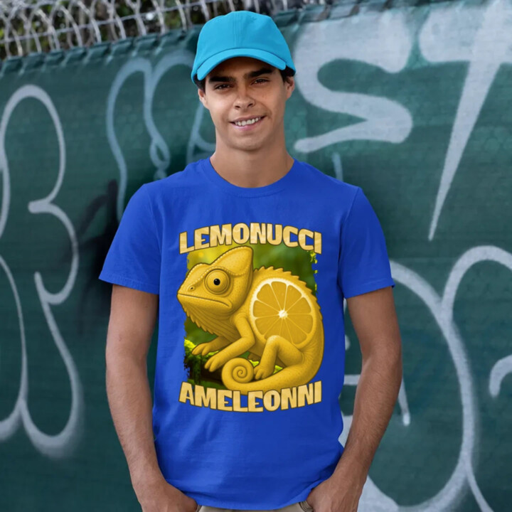Lemonucci Ameleonni - Italian Brainrot - chameleón citrón - pánske tričko s potlačou