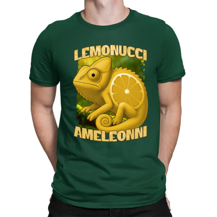 Lemonucci Ameleonni - Italian Brainrot - chameleón citrón - pánske tričko s potlačou