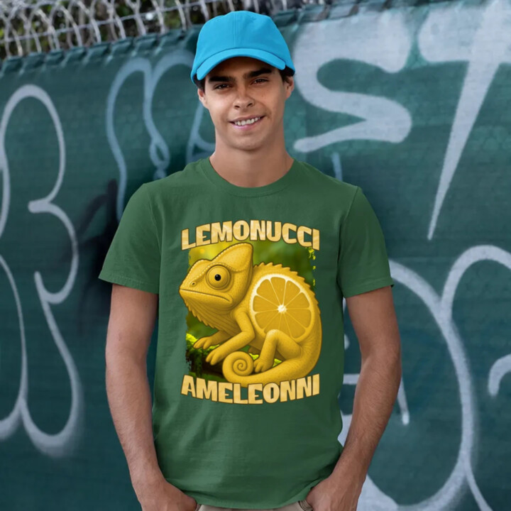 Lemonucci Ameleonni - Italian Brainrot - chameleón citrón - pánske tričko s potlačou