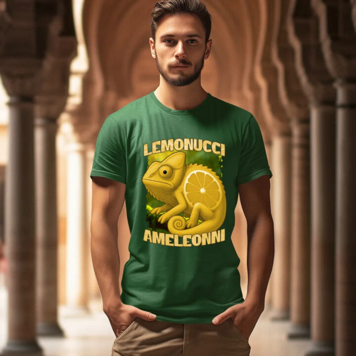 Lemonucci Ameleonni - Italian Brainrot - chameleón citrón - pánske tričko s potlačou