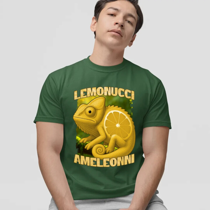 Lemonucci Ameleonni - Italian Brainrot - chameleón citrón - pánske tričko s potlačou