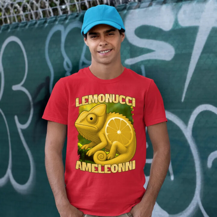 Lemonucci Ameleonni - Italian Brainrot - chameleón citrón - pánske tričko s potlačou