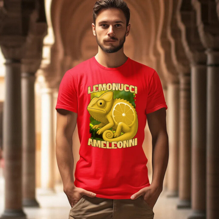 Lemonucci Ameleonni - Italian Brainrot - chameleón citrón - pánske tričko s potlačou