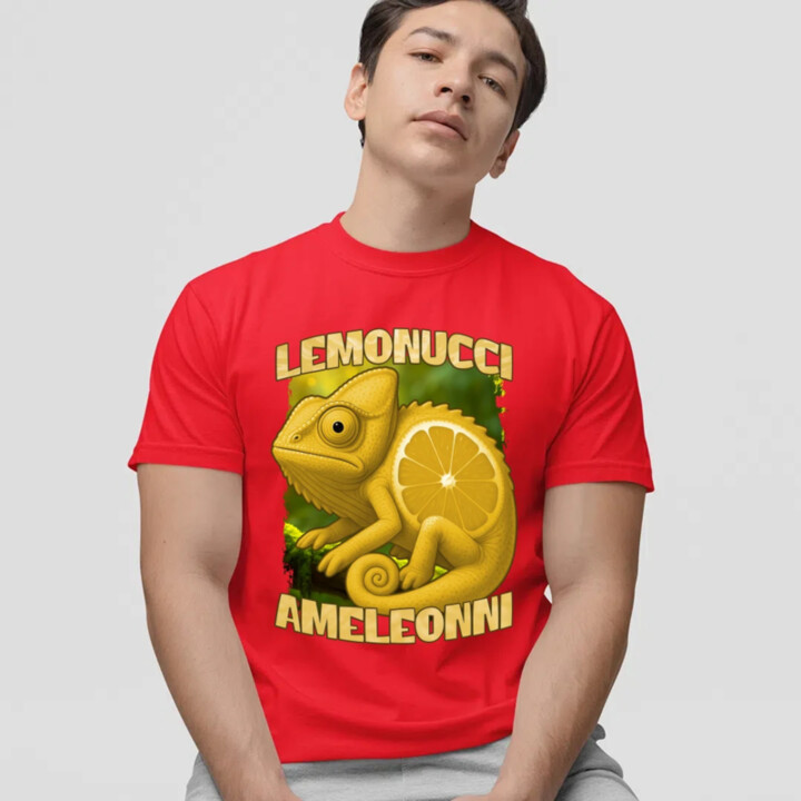 Lemonucci Ameleonni - Italian Brainrot - chameleón citrón - pánske tričko s potlačou