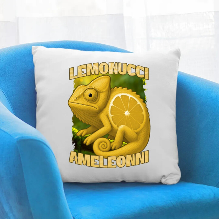 Lemonucci Ameleonni - Italian Brainrot - chameleón citrón - vankúš s potlačou