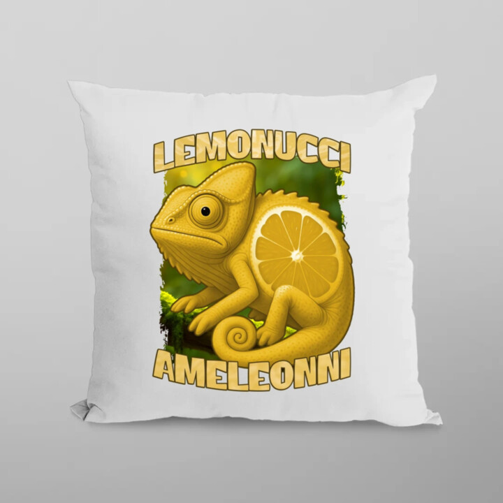 Lemonucci Ameleonni - Italian Brainrot - chameleón citrón - vankúš s potlačou