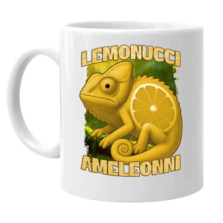 Lemonucci Ameleonni - Italian Brainrot - chameleón citrón - keramický hrnček s potlačou
