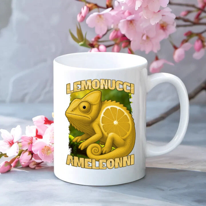 Lemonucci Ameleonni - Italian Brainrot - chameleón citrón - keramický hrnček s potlačou