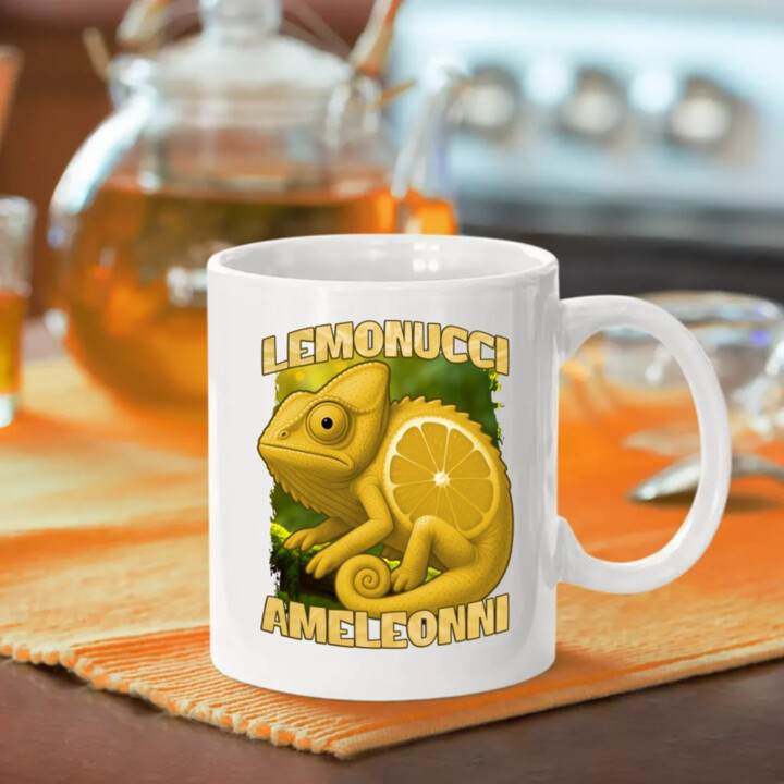 Lemonucci Ameleonni - Italian Brainrot - chameleón citrón - keramický hrnček s potlačou