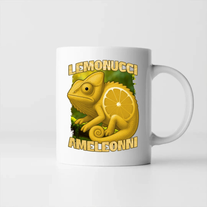 Lemonucci Ameleonni - Italian Brainrot - chameleón citrón - keramický hrnček s potlačou