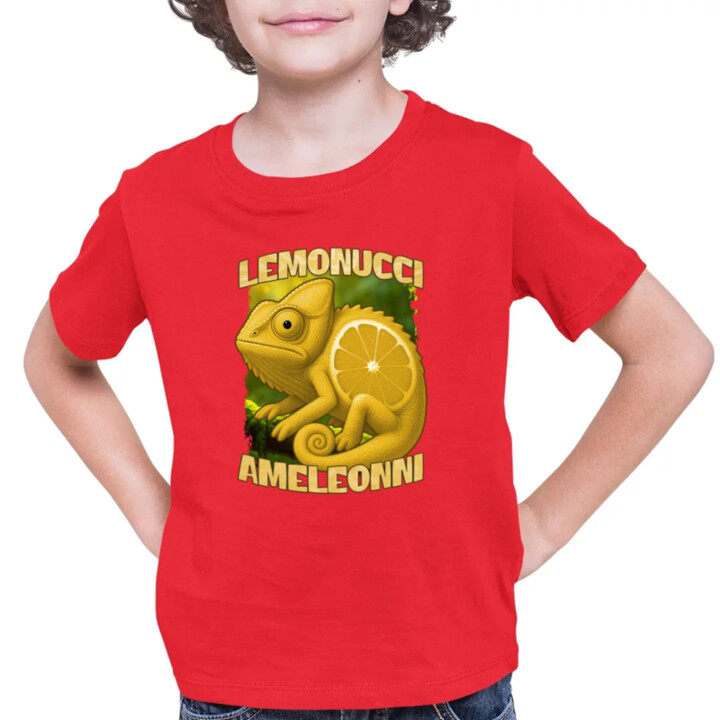 Lemonucci Ameleonni - Italian Brainrot - chameleón citrón - detské tričko s potlačou
