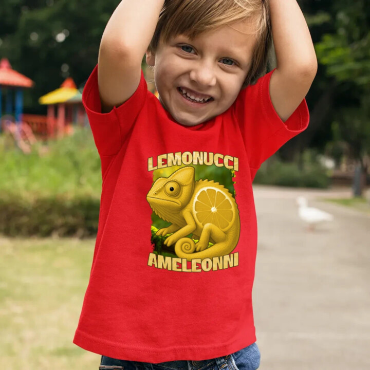 Lemonucci Ameleonni - Italian Brainrot - chameleón citrón - detské tričko s potlačou