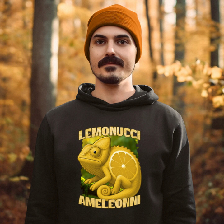 Lemonucci Ameleonni - Italian Brainrot - chameleón citrón  - pánska mikina s potlačou