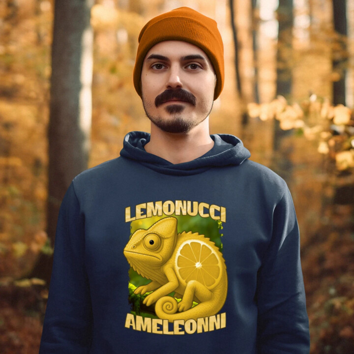 Lemonucci Ameleonni - Italian Brainrot - chameleón citrón  - pánska mikina s potlačou