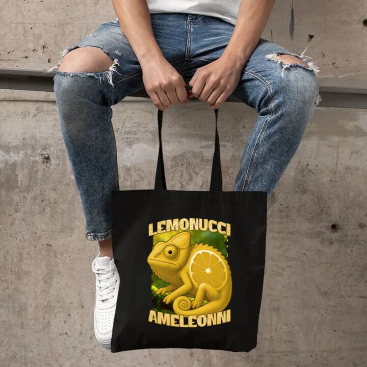 Lemonucci Ameleonni - Italian Brainrot - chameleón citrón - taška s potlačou
