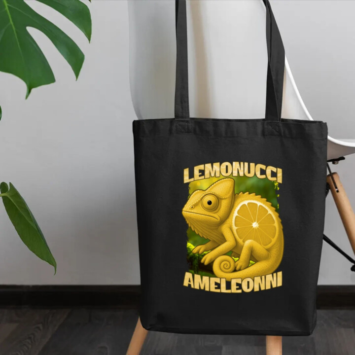Lemonucci Ameleonni - Italian Brainrot - chameleón citrón - taška s potlačou