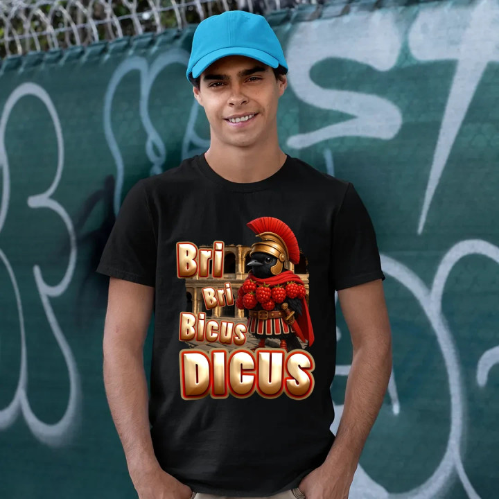 Bri Bri Bicus Dicus - vták s malinovým náhrdelníkom - Italian Brainrot  - pánske tričko s potlačou