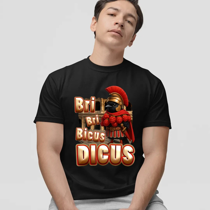 Bri Bri Bicus Dicus - vták s malinovým náhrdelníkom - Italian Brainrot  - pánske tričko s potlačou