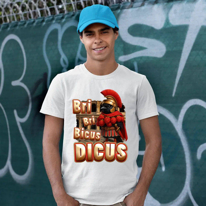 Bri Bri Bicus Dicus - vták s malinovým náhrdelníkom - Italian Brainrot  - pánske tričko s potlačou
