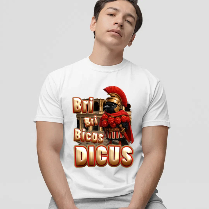 Bri Bri Bicus Dicus - vták s malinovým náhrdelníkom - Italian Brainrot  - pánske tričko s potlačou