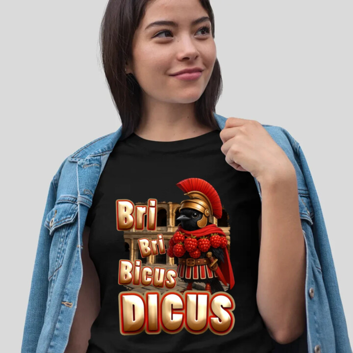 Bri Bri Bicus Dicus - vták s malinovým náhrdelníkom - Italian Brainrot  - dámske tričko s potlačou