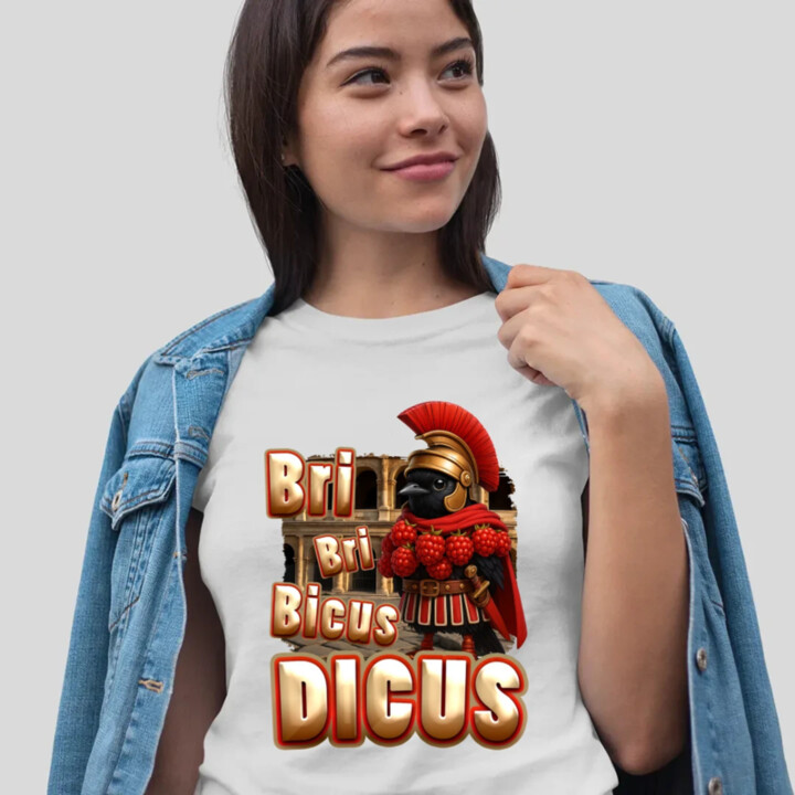Bri Bri Bicus Dicus - vták s malinovým náhrdelníkom - Italian Brainrot  - dámske tričko s potlačou