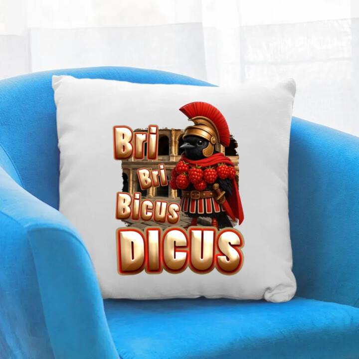 Bri Bri Bicus Dicus - vták s malinovým náhrdelníkom - Italian Brainrot  - vankúš s potlačou