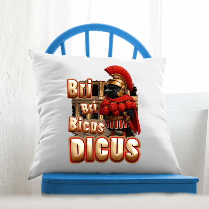 Bri Bri Bicus Dicus - vták s malinovým náhrdelníkom - Italian Brainrot  - vankúš s potlačou