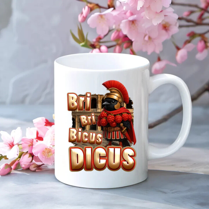 Bri Bri Bicus Dicus - vták s malinovým náhrdelníkom - Italian Brainrot  - keramický hrnček s potlačou