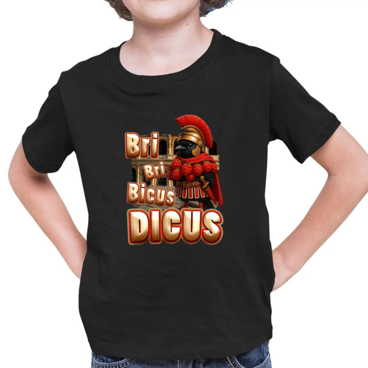 Bri Bri Bicus Dicus - vták s malinovým náhrdelníkom - Italian Brainrot  - detské tričko s potlačou