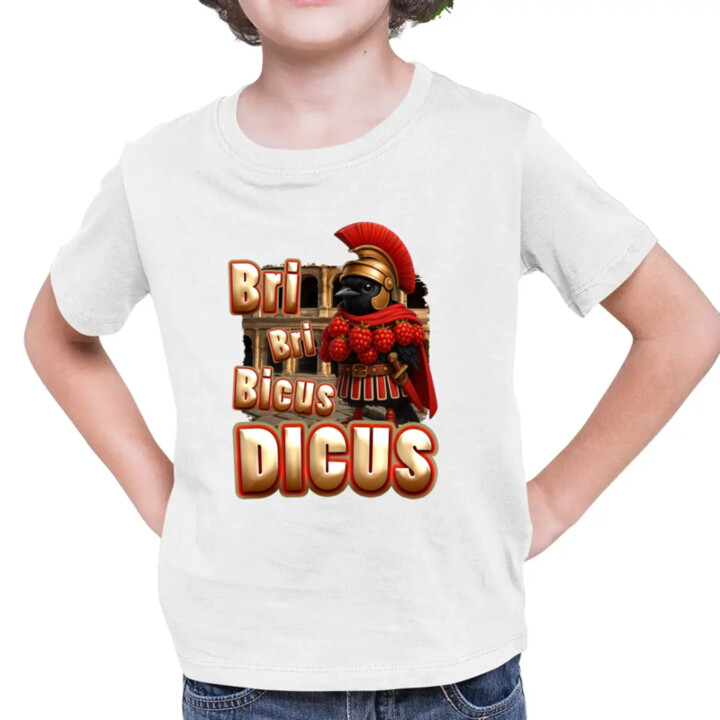 Bri Bri Bicus Dicus - vták s malinovým náhrdelníkom - Italian Brainrot  - detské tričko s potlačou