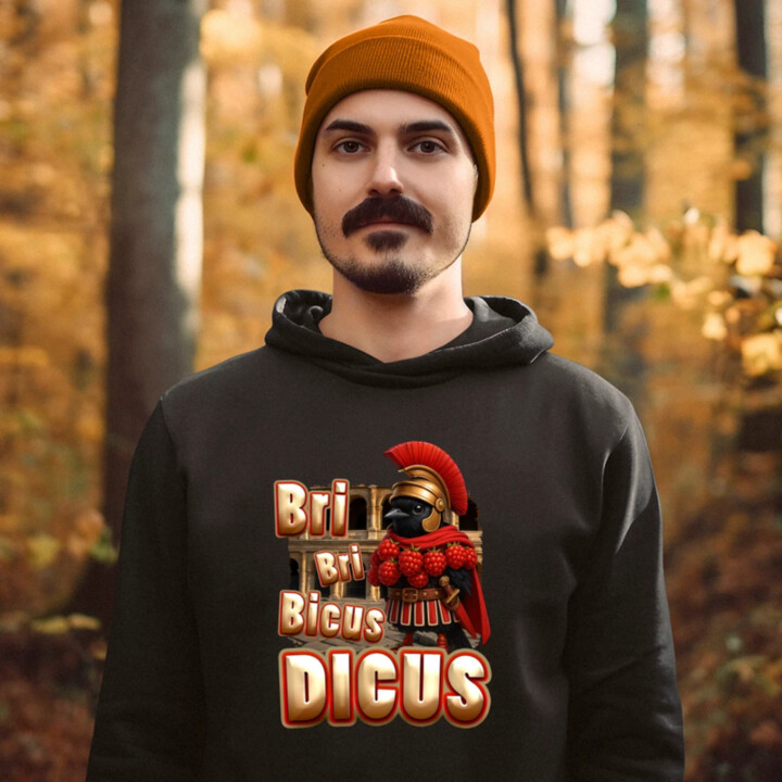 Bri Bri Bicus Dicus - vták s malinovým náhrdelníkom - Italian Brainrot   - pánska mikina s potlačou