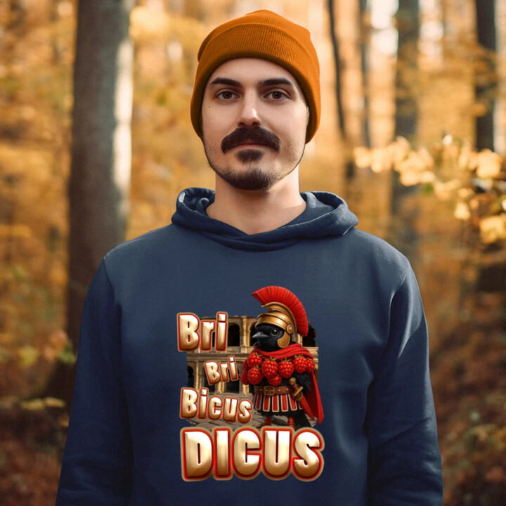 Bri Bri Bicus Dicus - vták s malinovým náhrdelníkom - Italian Brainrot   - pánska mikina s potlačou