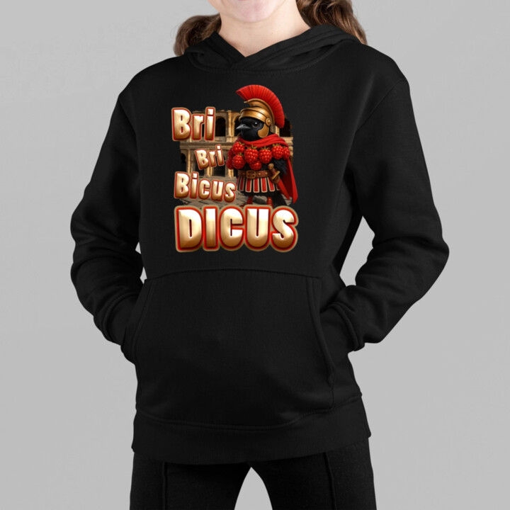 Bri Bri Bicus Dicus - vták s malinovým náhrdelníkom - Italian Brainrot  - detská mikina s kapucňou