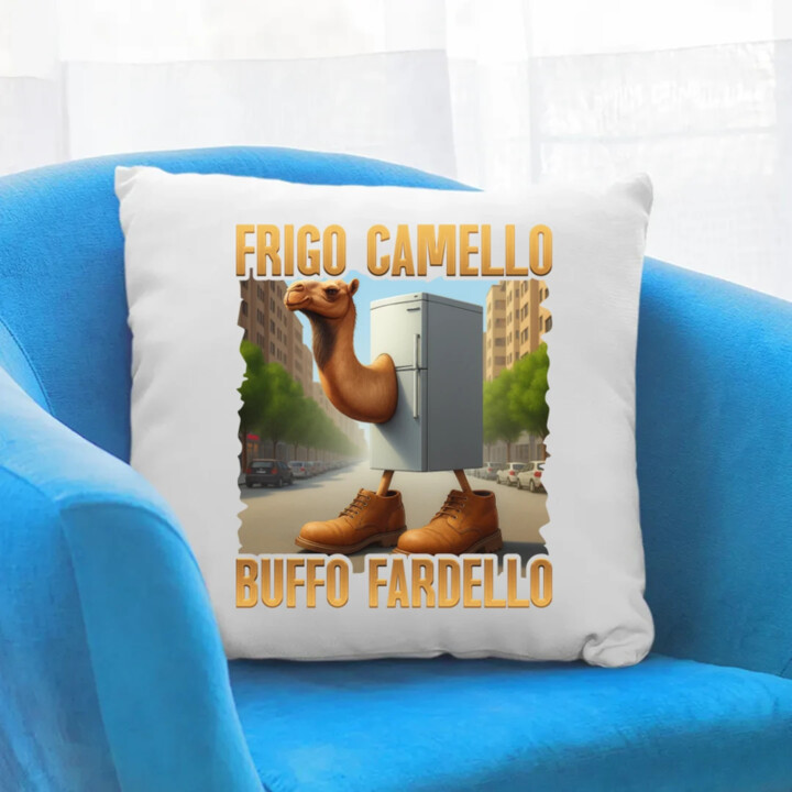 Frigo Camello Buffo Fardello - Italian Brainrot - ťava chladnička - vankúš s potlačou