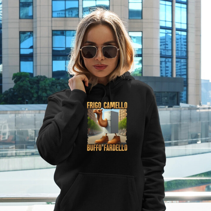 Frigo Camello Buffo Fardello - Italian Brainrot - ťava chladnička  - dámska mikina s potlačou