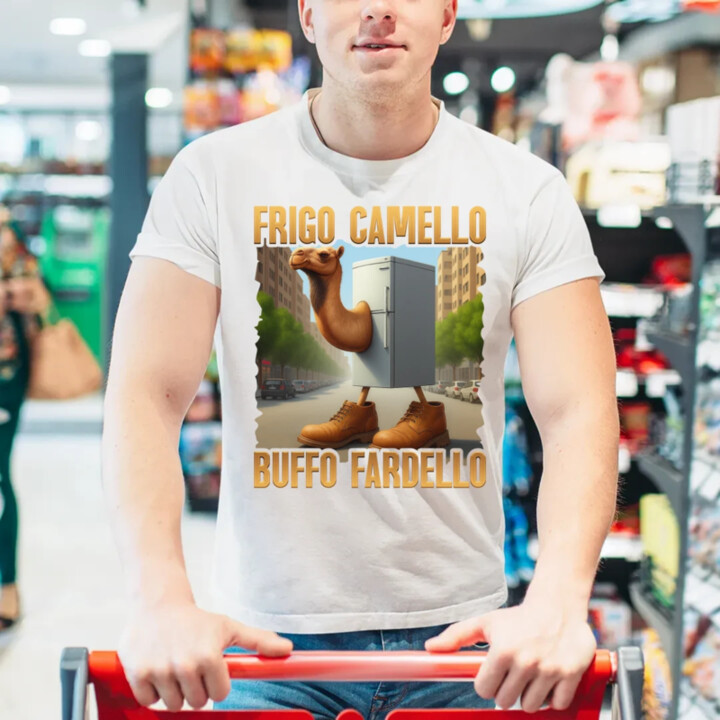 Frigo Camello Buffo Fardello - Italian Brainrot - ťava chladnička - pánske tričko s potlačou