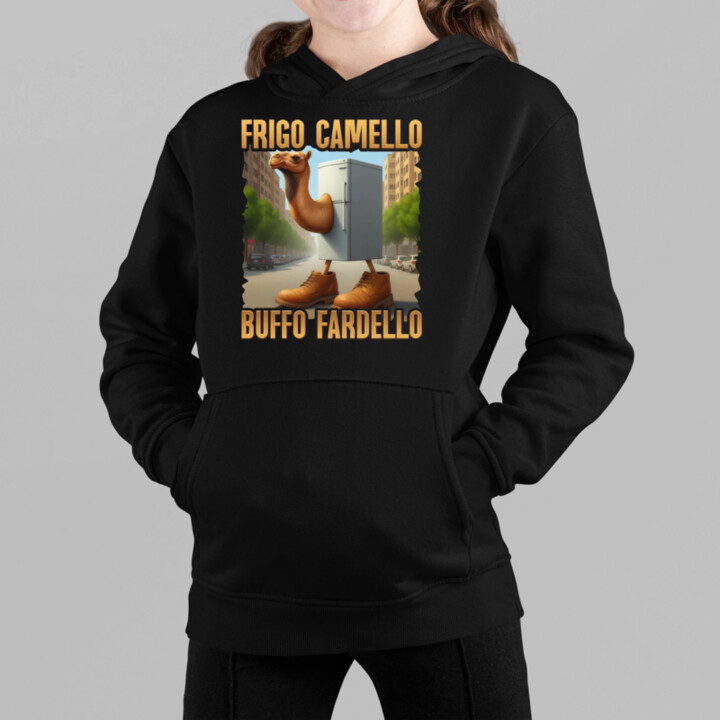 Frigo Camello Buffo Fardello - Italian Brainrot - ťava chladnička - detská mikina s kapucňou