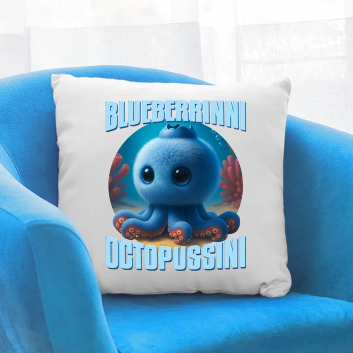 Blueberrinni Octopussini - Italian Brainrot - chobotnica čučoriedka - vankúš s potlačou