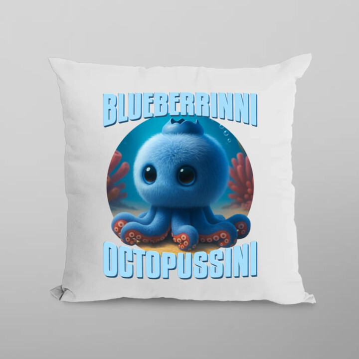 Blueberrinni Octopussini - Italian Brainrot - chobotnica čučoriedka - vankúš s potlačou
