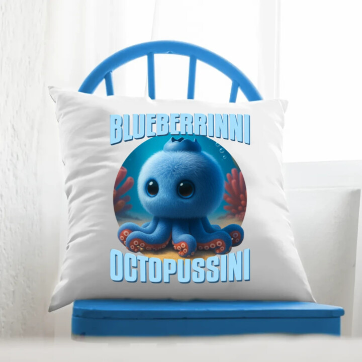 Blueberrinni Octopussini - Italian Brainrot - chobotnica čučoriedka - vankúš s potlačou