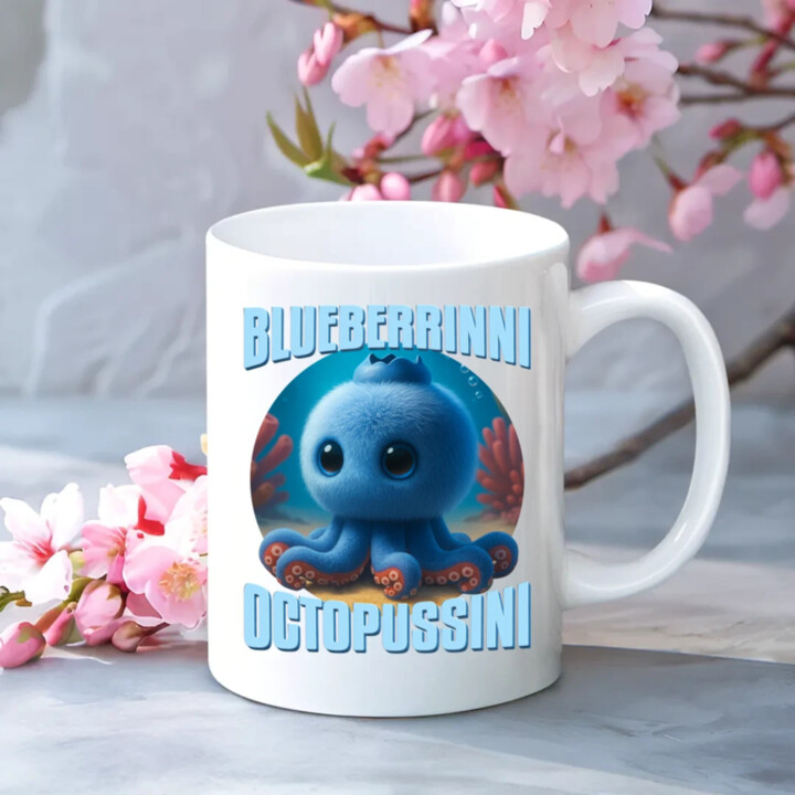 Blueberrinni Octopussini - Italian Brainrot - chobotnica čučoriedka - keramický hrnček s potlačou