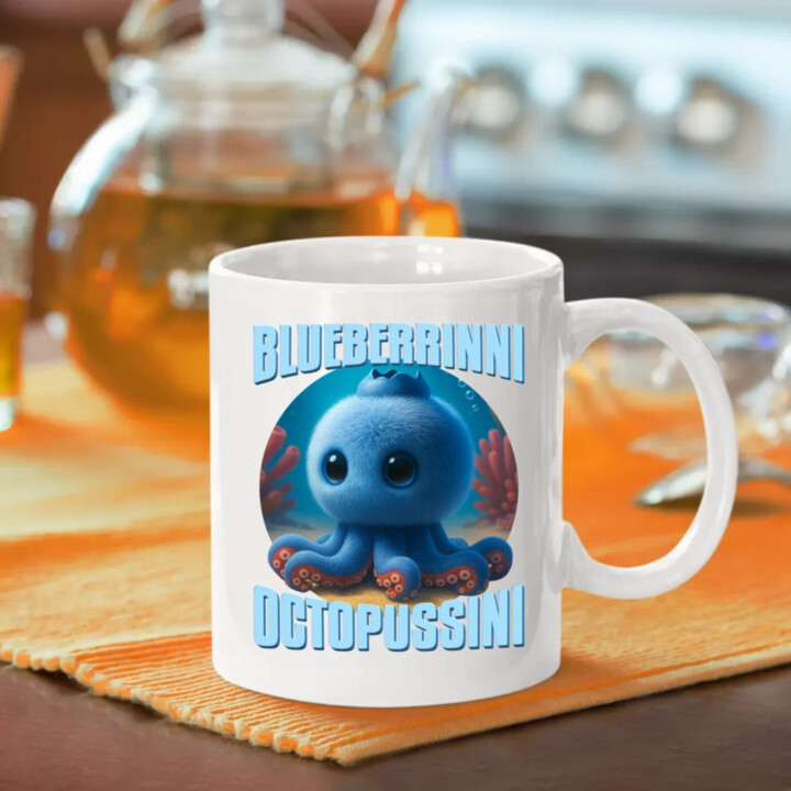 Blueberrinni Octopussini - Italian Brainrot - chobotnica čučoriedka - keramický hrnček s potlačou