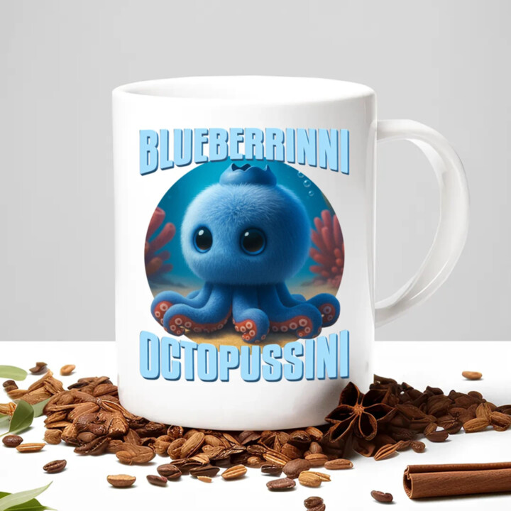 Blueberrinni Octopussini - Italian Brainrot - chobotnica čučoriedka - keramický hrnček s potlačou