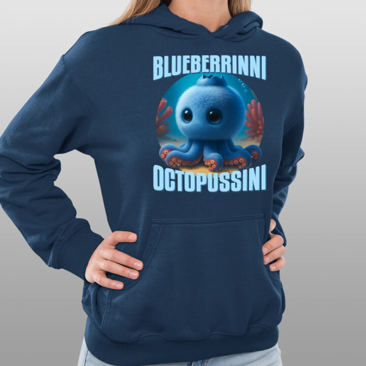 Blueberrinni Octopussini - Italian Brainrot - chobotnica čučoriedka  - dámska mikina s potlačou