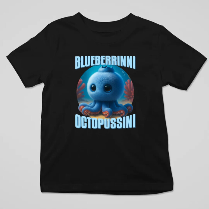 Blueberrinni Octopussini - Italian Brainrot - chobotnica čučoriedka - detské tričko s potlačou
