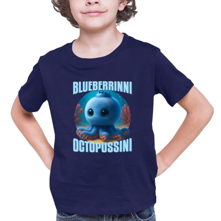 Blueberrinni Octopussini - Italian Brainrot - chobotnica čučoriedka - detské tričko s potlačou