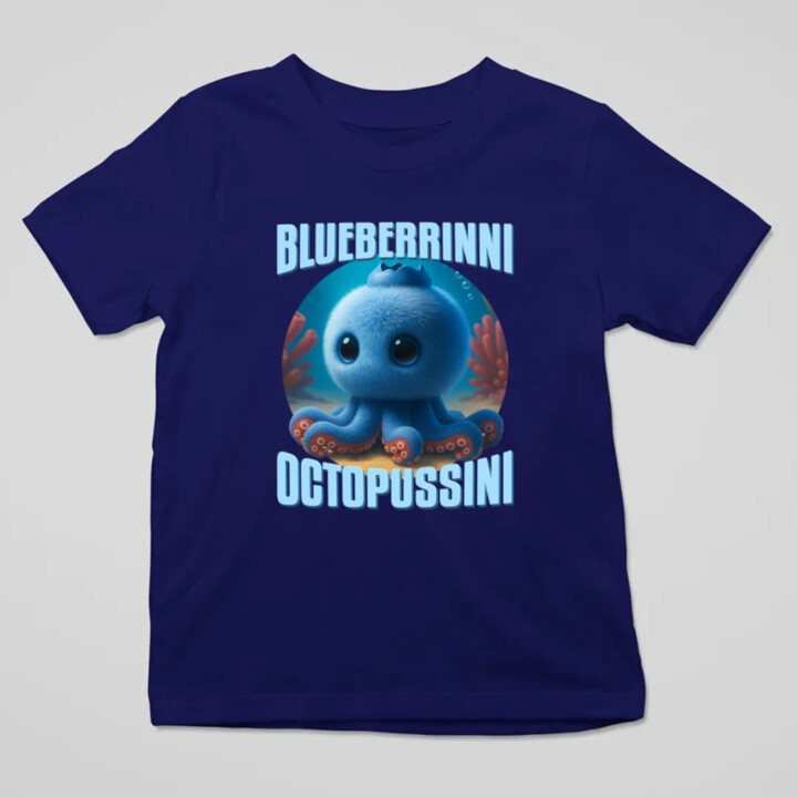 Blueberrinni Octopussini - Italian Brainrot - chobotnica čučoriedka - detské tričko s potlačou