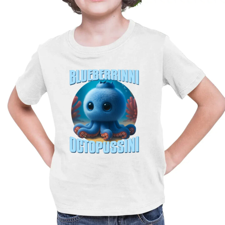Blueberrinni Octopussini - Italian Brainrot - chobotnica čučoriedka - detské tričko s potlačou