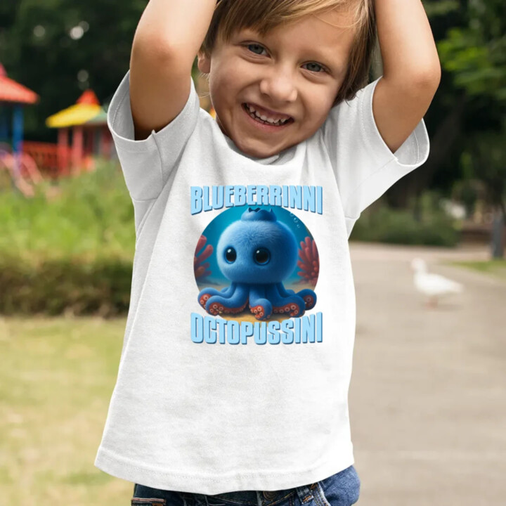 Blueberrinni Octopussini - Italian Brainrot - chobotnica čučoriedka - detské tričko s potlačou